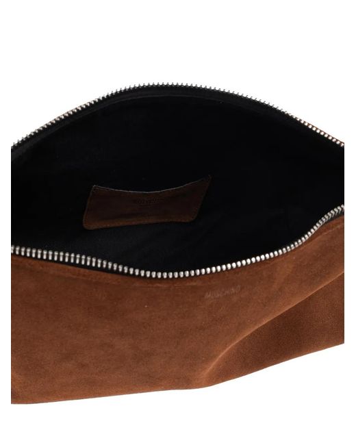 Moschino Brown Zip Leather Tote Bag for men