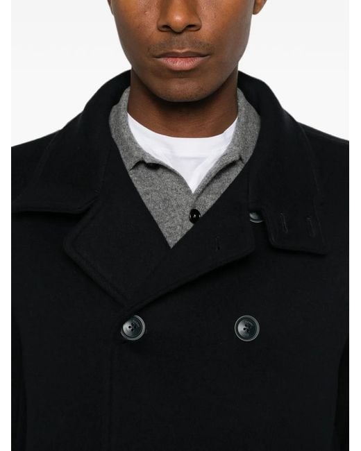 Herno Black Double-Breasted Coat for men