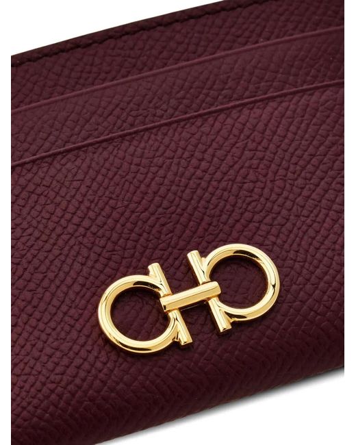 Ferragamo Purple Gancini Leather Card Holder