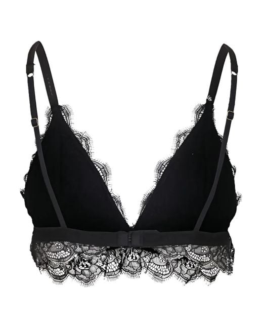 LoveStories Black Lace-Trimmed Triangle Bra