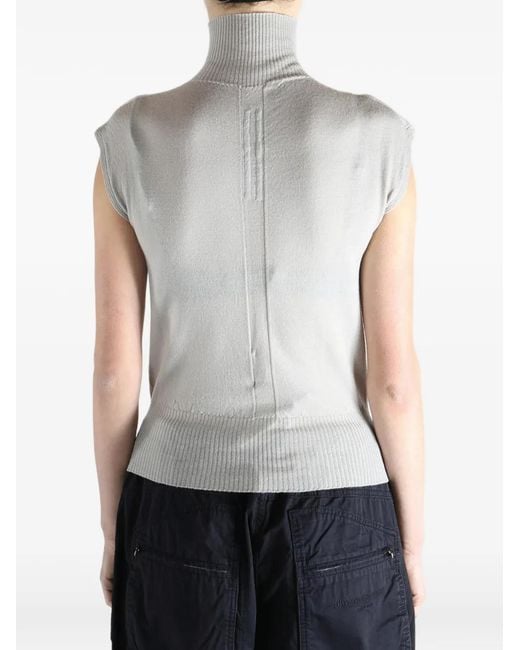 Rick Owens Gray Turtleneck Ribbed Sweater
