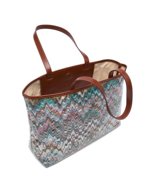 Missoni Gray Large Zigzag Handle Tote Bag