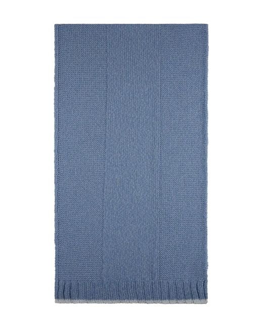 Paul & Shark Blue Ribbed-Trim Scarf