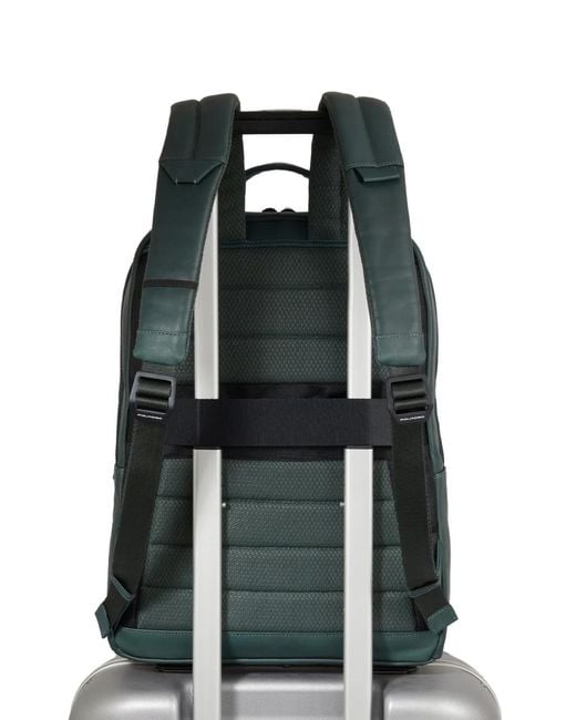 Piquadro Green Multi-Pocket Leather Backpack for men