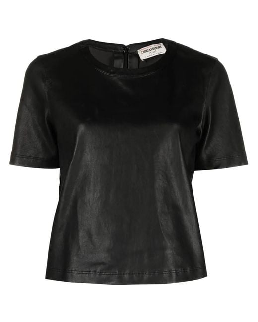Zadig & Voltaire Black Tas Crew-Neck Leather T-Shirt