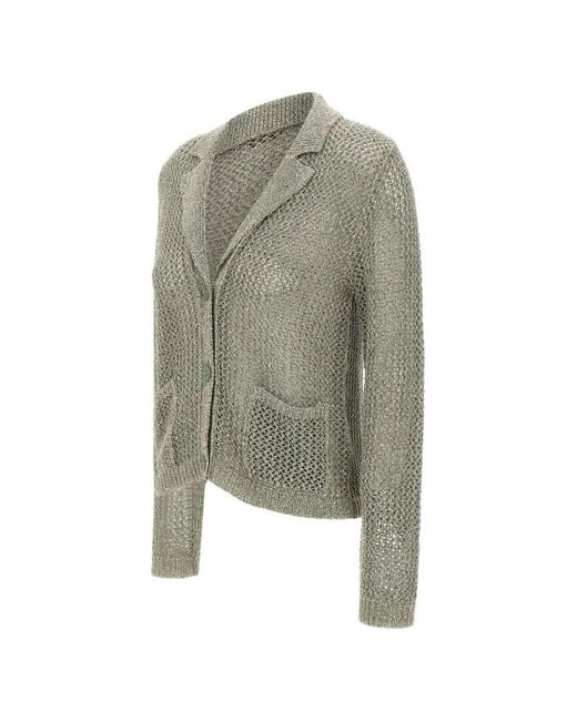 Kangra Green Openwork Sequin Cardigan