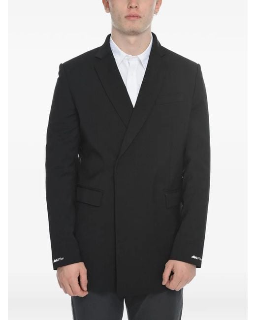 Msftsrep Black Double-Breasted Logo-Print Blazer for men