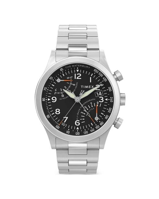 Timex Gray Waterbury Traditional Fly Back 43Mm Chronograph Watch for men