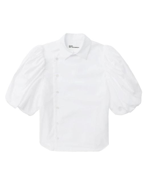 Noir Kei Ninomiya White Hemd mit versetzter Knopfleiste