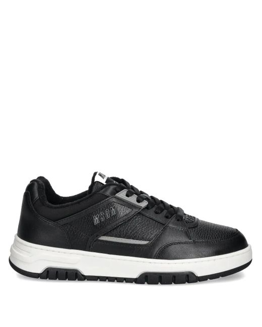 MSGM Black Panelled Leather Sneakers for men