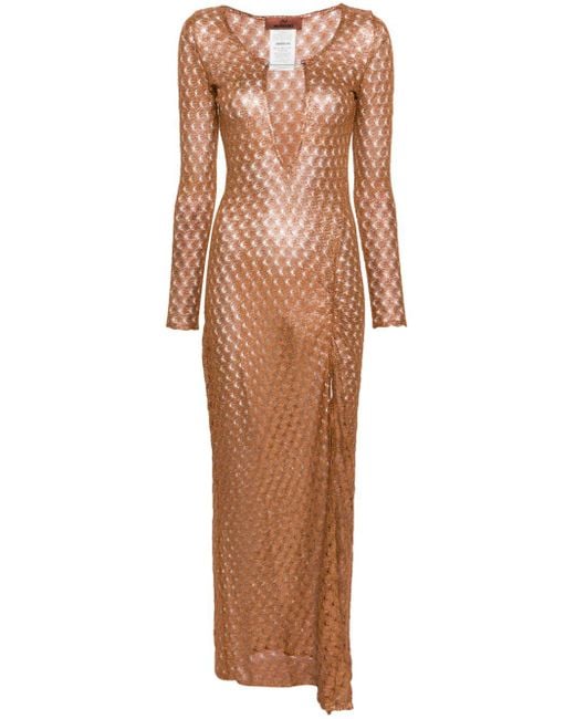 Missoni Brown Metallic-Lace Maxi Dress