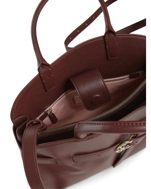 Coccinelle Brown Medium Buckle-Detail Leather Tote Bag