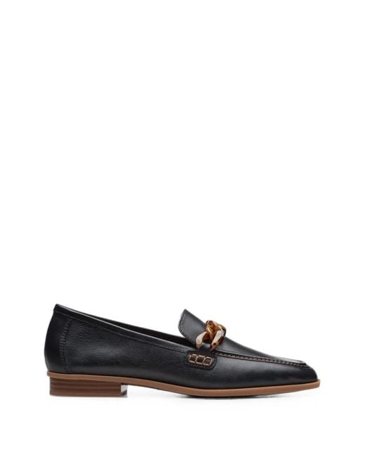Clarks White Sarafyna Iris Chain-Link Leather Loafers