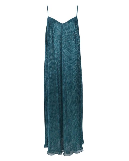 Talbot Runhof Green Metallic-Thread Maxi Dress