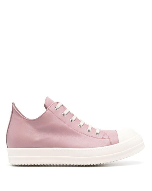 Rick Owens Pink Lido Low Top Leather Sneakers for men