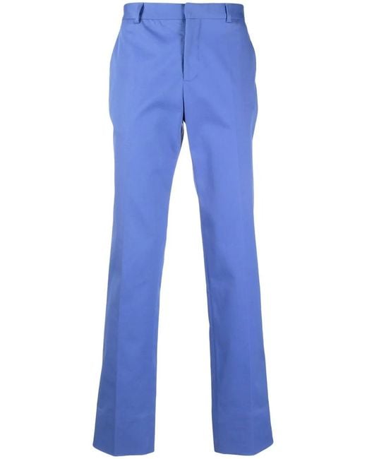 Moschino Blue Logo-Embroidered Tailored Trousers for men