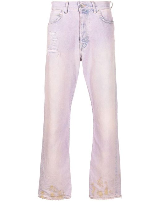 Purple Brand Pink Distressed Straight-leg Jeans for men