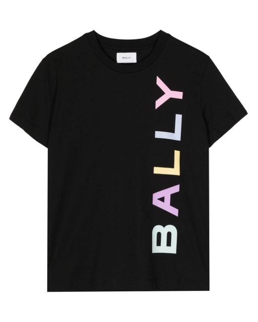 Bally Black T-Shirt aus Bio-Baumwolle mit Logo-Print