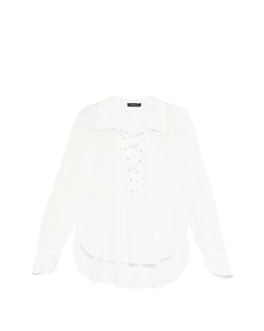 Barbara Bui White Lace-Up Blouse