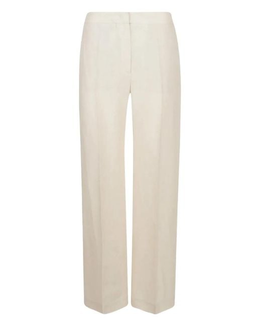 Eleventy White Straight-Leg Trousers