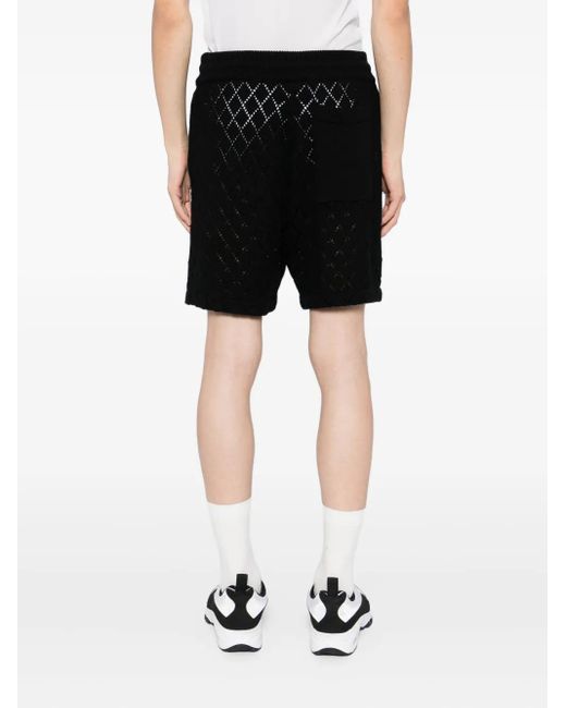 Sinclair Black Diamond-Pattern Knit Shorts for men