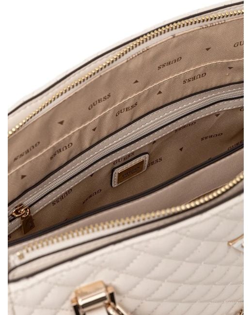 Guess Natural Quilted Charm-Detailing Tote Bag
