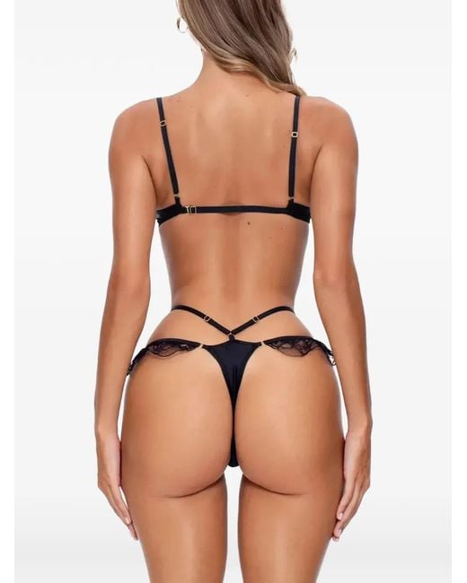GOD SAVES QUEENS Black Lace-Panelled Underwired Bras
