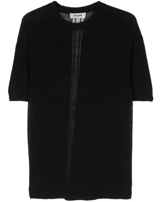Aeron Black Pliny Semi-sheer Knitted T-shirt