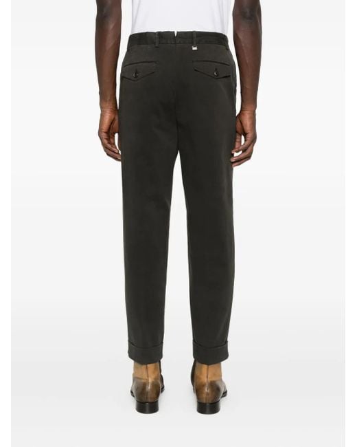 PT Torino Black Pleated Cuffed Trousers for men