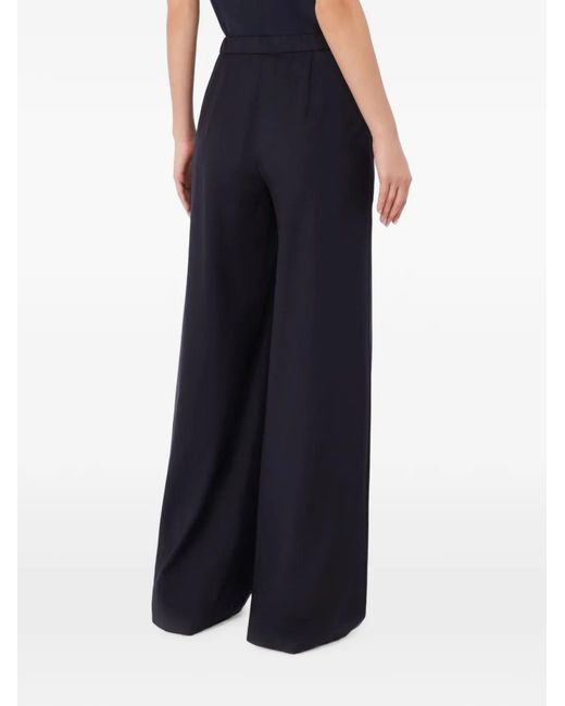 Max Mara Blue Drawstring Wide-Leg Trousers