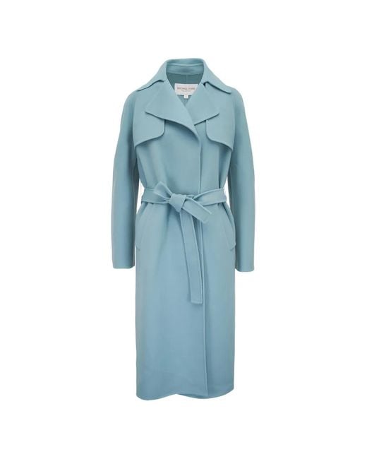 Michael Kors Blue Belted Long Coat