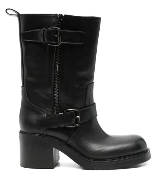 Elena Iachi Black Leather Zip Boots