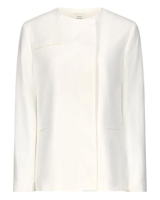 Loulou de Saison White Bono Asymmetric Welt Pocket Jacket