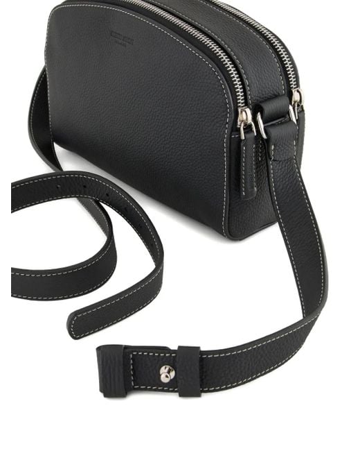 Giorgio Armani Black Topstitch Zip Shoulder Bag for men