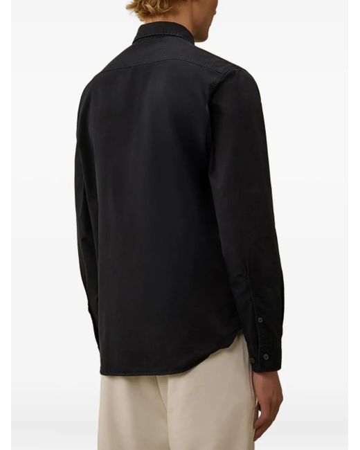 C P Company Black Long Sleeve Lens Shirt for men