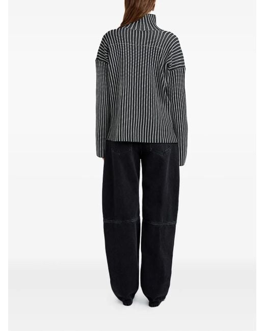 Proenza Schouler Black Ladder Stripe Knit Elysia Sweater