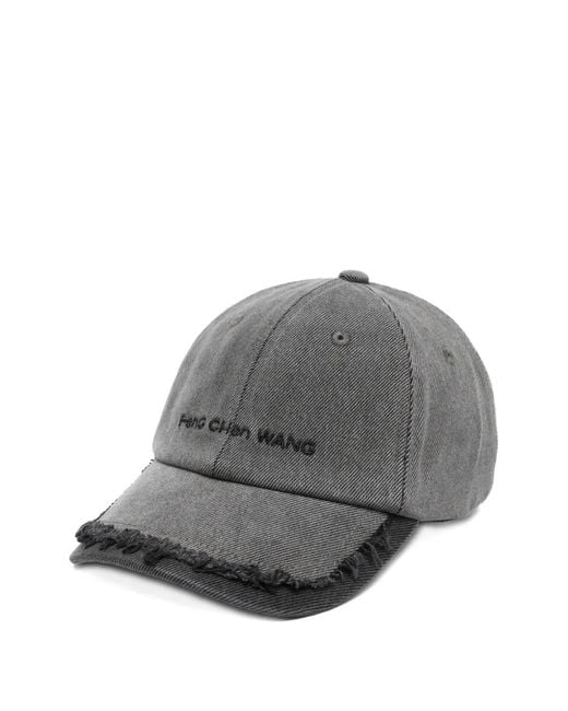 Feng Chen Wang Gray Frayed Baseball Cap for men