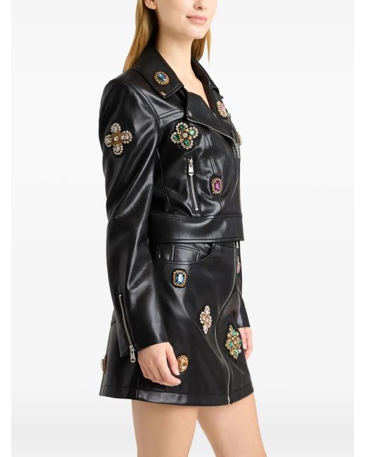 Cinq À Sept Black Genevieve Baroque Patches Moto Jacket