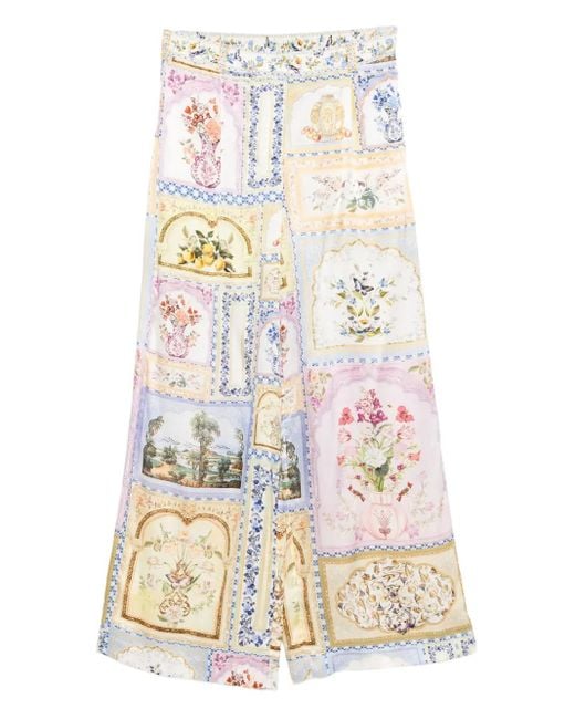 Camilla Botanical Ballads Broek Met Wijde Pijpen in het White