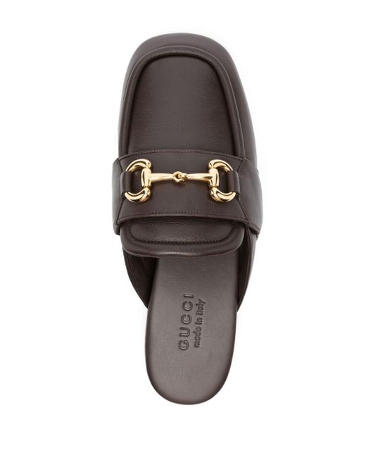 Gucci Brown Horsebit Leather Slippers for men