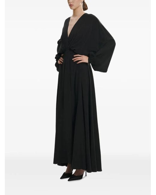 Lita Couture Black Vallee Wrap-Effect Maxi Dress