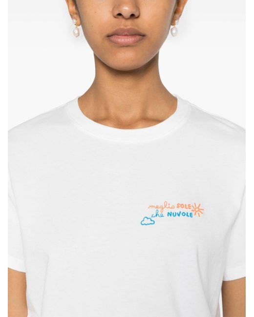 Camiseta Emilie con eslogan bordado Mc2 Saint Barth de color White