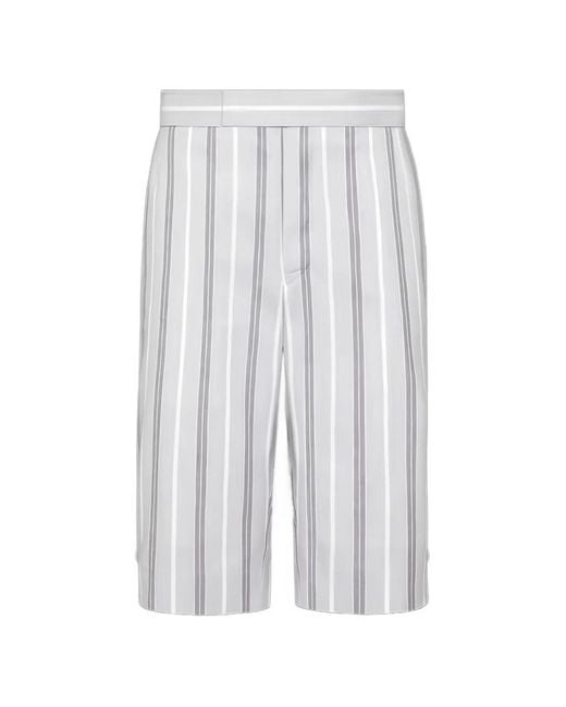 Thom Browne White Striped Shorts for men