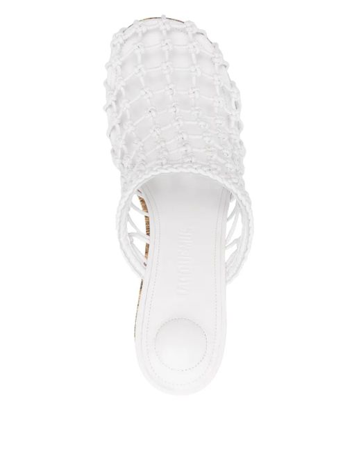 Jacquemus White 100Mm Les Doubles Tresses Mules