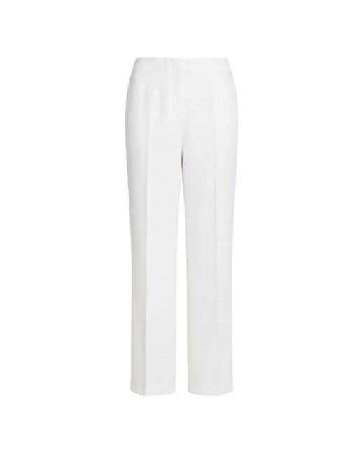 Alberta Ferretti White Pressed-Crease Straight-Leg Trousers