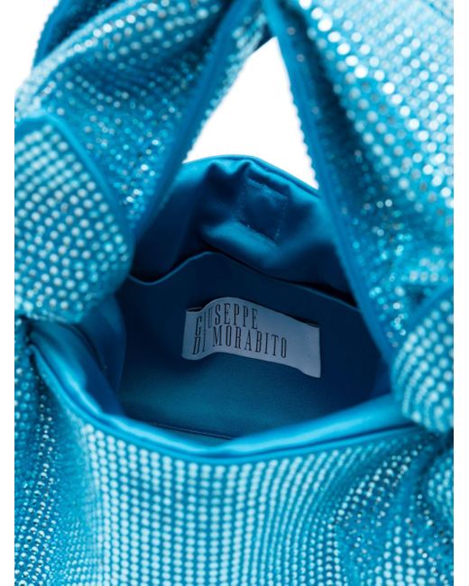 GIUSEPPE DI MORABITO Blue Rhinestone-embellished Knotted Tote Bag
