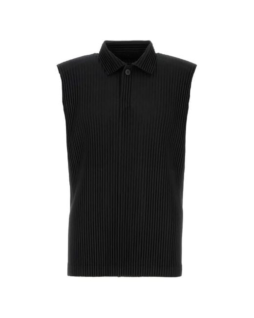 Homme Plissé Issey Miyake Black July Pleated Sleeveless Shirt for men