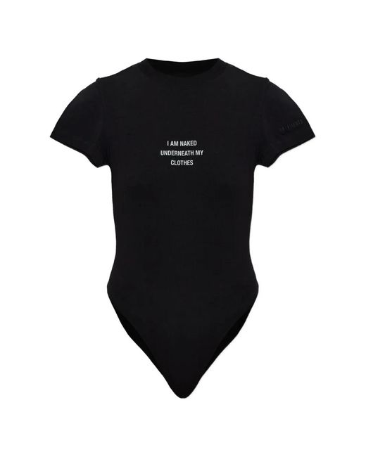 Vetements Black Slogan-Print Short-Sleeve Bodysuit