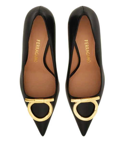 Ferragamo Black 70Mm Maxi Gancini Pumps
