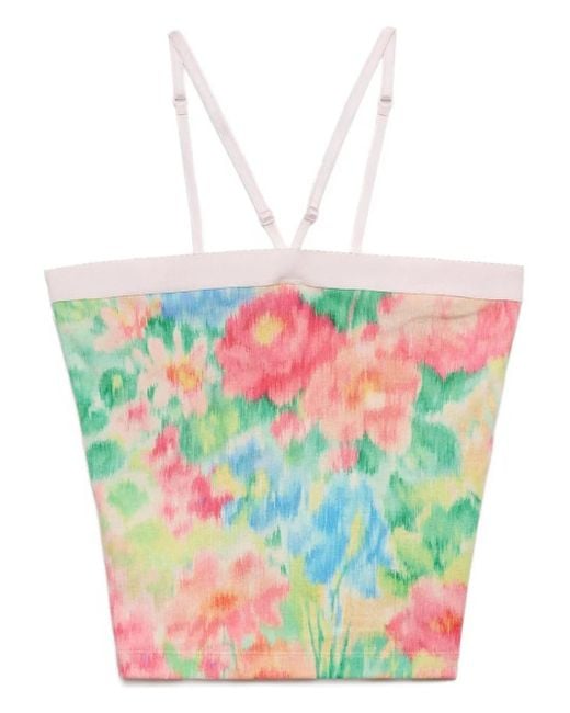 Prada Green Oberteil Mit Blumen-Print